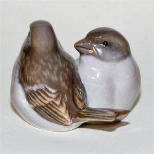 royal copenhagen pair of sparrows designed by a. nielsen number 1309